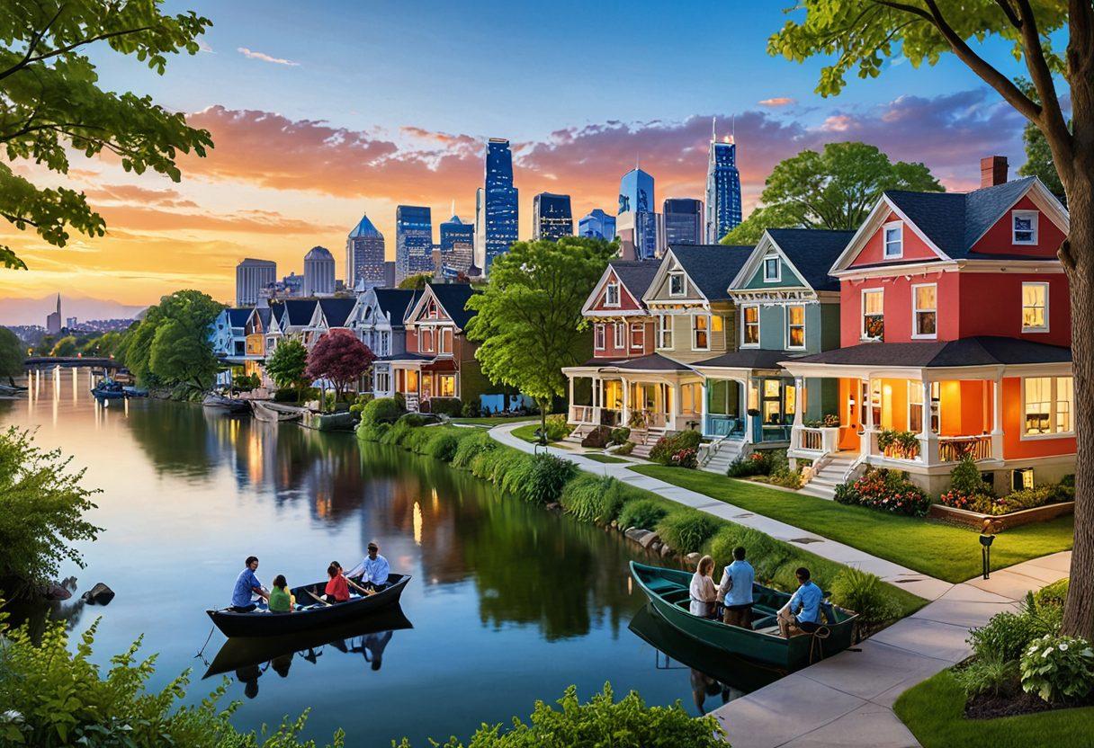 A serene Riverside landscape showing a diverse group of people discussing property tax services amidst lush greenery and iconic city landmarks. Incorporate vibrant visuals of homes and tax documents, symbolizing financial guidance and assistance. The scene should evoke a sense of community and empowerment in managing taxes. soft focus. vibrant colors. super-realistic.